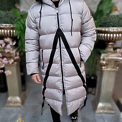Geaca gri lunga si groasa pentru barbati cu gluga GC823 5