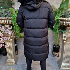 Geaca neagra lunga si groasa pentru barbati cu gluga GC818 3