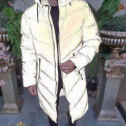 Geaca reflectorizanta gri lunga si groasa pentru barbati cu gluga GC825 4