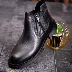 Ghete de barbati negre din piele 100 naturala GH132 2