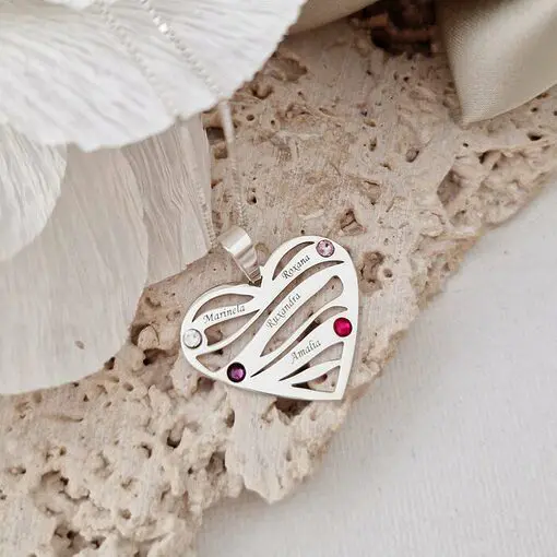 Lantisor Valuri de Iubire - 4 nume si cristale Swarovski - Argint 925-Personalizate >> Ocazie >> Familia mea >> Noutati