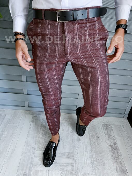 Pantaloni barbati eleganti grena B1801 B5-3.3 E 5-2-Pantaloni > Pantaloni eleganti