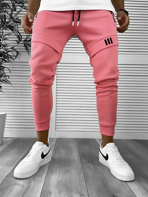 Pantaloni de trening roz conici 12259 D11-1-Pantaloni > Pantaloni de trening