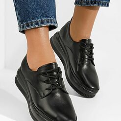 Pantofi casual cu platformă Thisa negri-Pantofi dama casual-Noutăți