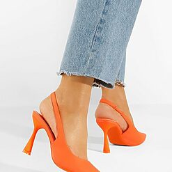 Pantofi cu toc Anabela portocalii-Pantofi Stiletto-79 lei