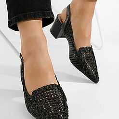 Pantofi slingback Tosena negri-Pantofi cu toc gros-Pantofi cu toc gros