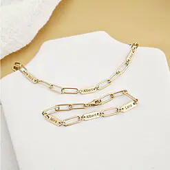 Set lantisor si bratara TOTUL MEU - 3 placute personalizate si lant din zale mari - Argint 925 placat cu Aur Galben 18K-Toate >> Argint 925 >> Lantisoare Argint >> Noutati