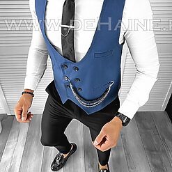 Vesta barbati eleganta slim fit bleumarin B8124 76-4-Veste > Veste barbati elegante
