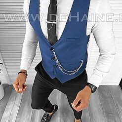 Vesta barbati eleganta slim fit bleumarin B8127 75-4 e-Veste > Veste barbati elegante