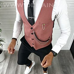 Vesta barbati eleganta slim fit roz V25 141-2 E-Veste > Veste barbati elegante
