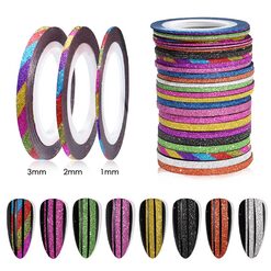 Banda Decorativa Glitter Set 10 culori- 2mm - BDG1 - EVERIN-NAIL ART ❤️