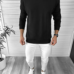 Bluza barbati neagra oversize K224 125-3-Bluze barbati
