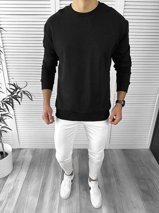 Bluza barbati neagra oversize K224 125-3-Bluze barbati