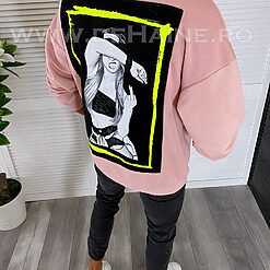 Bluza barbati slim fit roz cu imprimeu K203 14-5-Bluze barbati