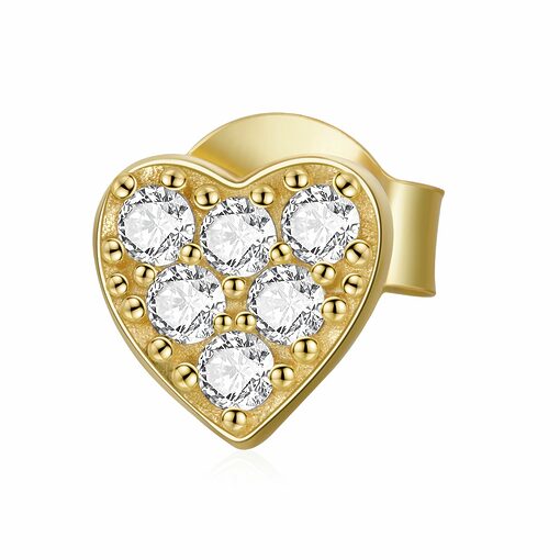 CERCEL din argint Golden Crystal Heart-Cercei >> Cercei din argint