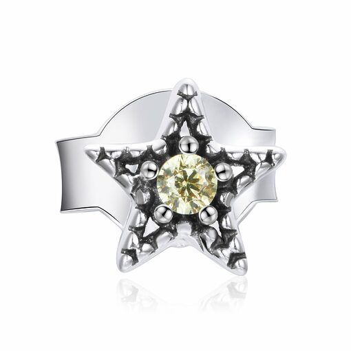 CERCEL din argint Yellow Spiked Star-Cercei >> Cercei din argint