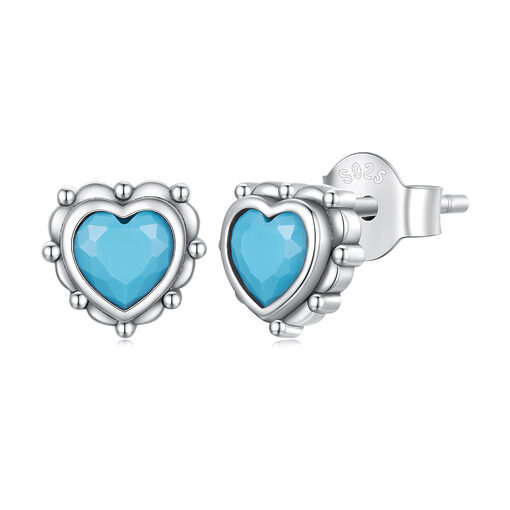 Cercei din argint Blue Vintage Heart-Cercei >> Cercei din argint