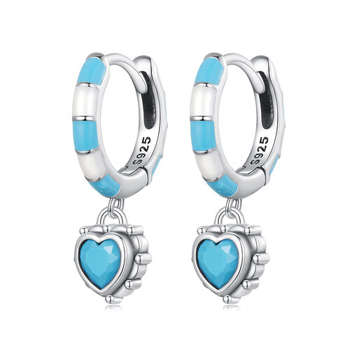 Cercei din argint Blue Vintage Heart Hoops-Cercei >> Cercei din argint
