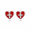 Cercei din argint Cross Red Heart-Cercei