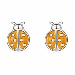 Cercei din argint Enamel Orange Ladybug-Cercei >> Cercei din argint