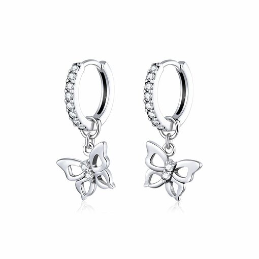 Cercei din argint Glamour Butterflies Hoops-Cercei