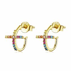 Cercei din argint Golden Arched Rainbow Crosses-Cercei >> Cercei din argint