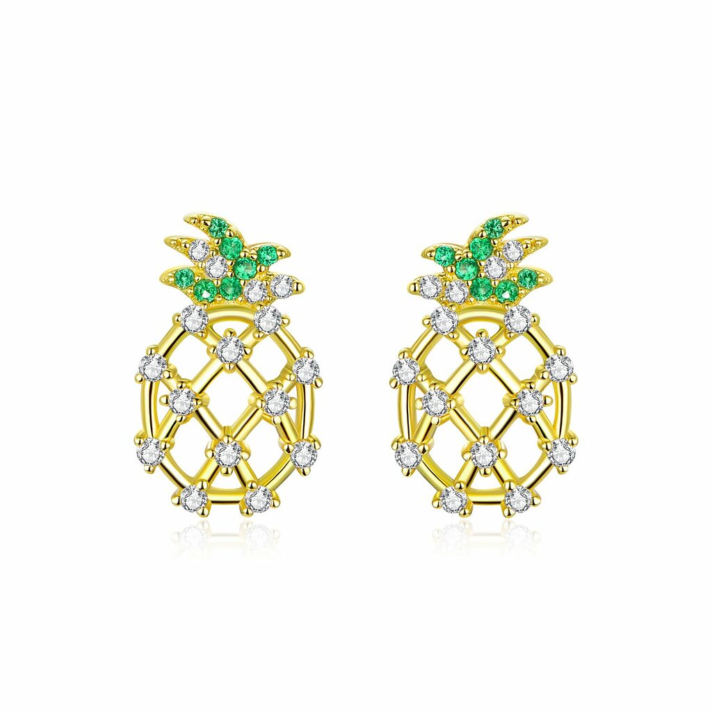 Cercei din argint Golden Sparkling Pineapple-Cercei