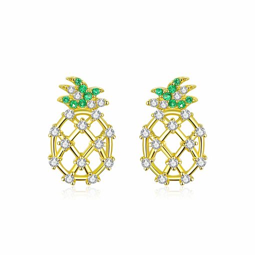 Cercei din argint Golden Sparkling Pineapple-Cercei