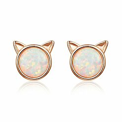 Cercei din argint Rose Gold Cat-Cercei >> Cercei din argint