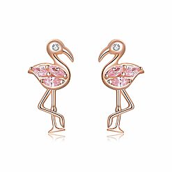 Cercei din argint Rose Gold Flamingo-Cercei