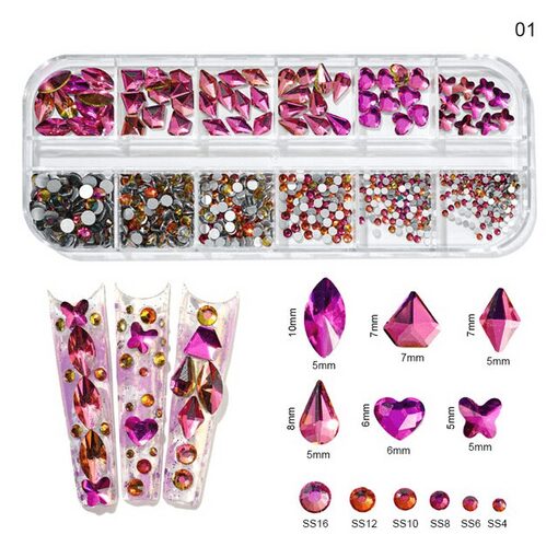 Cristale decor unghii marimi si forme diferite KK-01 - KK-01 - Everin.ro-NAIL ART ❤️