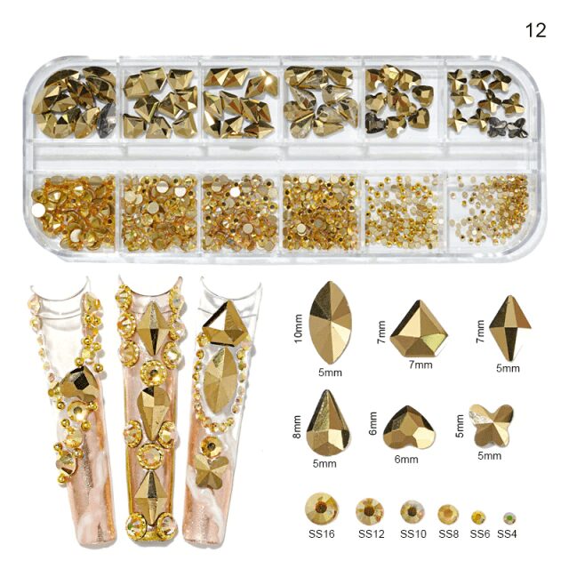 Cristale decor unghii marimi si forme diferite KK-12 - KK-12 - Everin.ro-NAIL ART ❤️