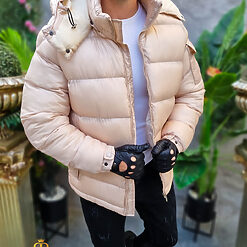 Geaca crem din fas foarte groasa cu gluga GC857 4