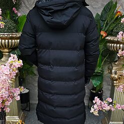 Geaca neagra din fas foarte lunga cu gluga GC838 3