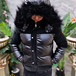 Geaca neagra foarte groasa cu gluga GC851 3