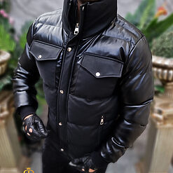 Geaca neagra foarte groasa cu guler inalt GC850 2