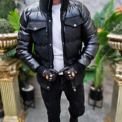 Geaca neagra foarte groasa cu guler inalt GC850 5