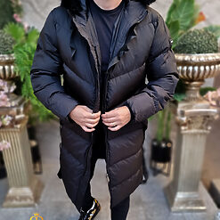 Geaca neagra lunga si groasa pentru barbati cu gluga GC813 6