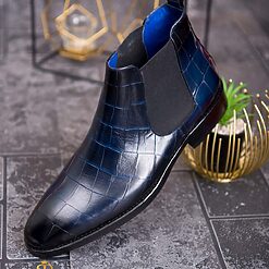 Ghete Reginald de barbati bleumarin din piele 100 naturala GH141 3