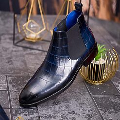 Ghete Reginald de barbati bleumarin din piele 100 naturala GH141 4