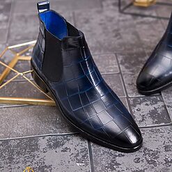 Ghete Reginald de barbati bleumarin din piele 100 naturala GH141 6