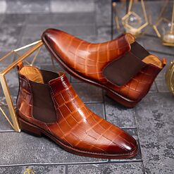 Ghete Reginald de barbati maro din piele 100 naturala GH139 4