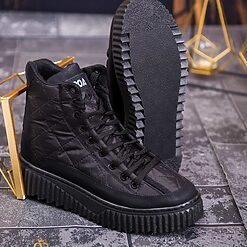 Ghete sport de barbati negre cu talpa NEAGRA ultra light – AD588 2