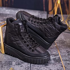 Ghete sport de barbati negre cu talpa NEAGRA ultra light – AD588 3