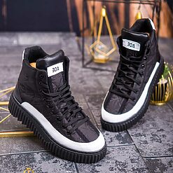 Ghete sport de barbati negre cu talpa NEAGRA ultra light – AD589 3