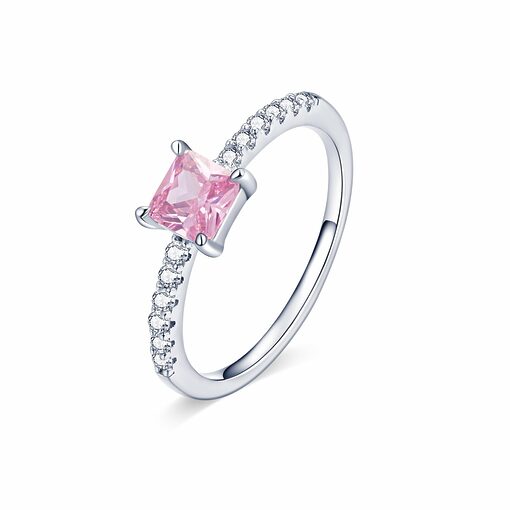 Inel din argint Crystal Pink Square-Inele >> Inele din argint