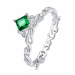 Inel din argint My Green Crystal Crown-Inele >> Inele din argint