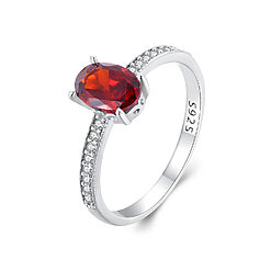 Inel din argint Oval Red Gem-Inele >> Inele din argint