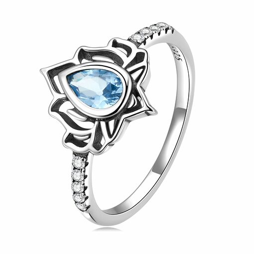 Inel din argint Studded Blue Lotus-Inele >> Inele din argint