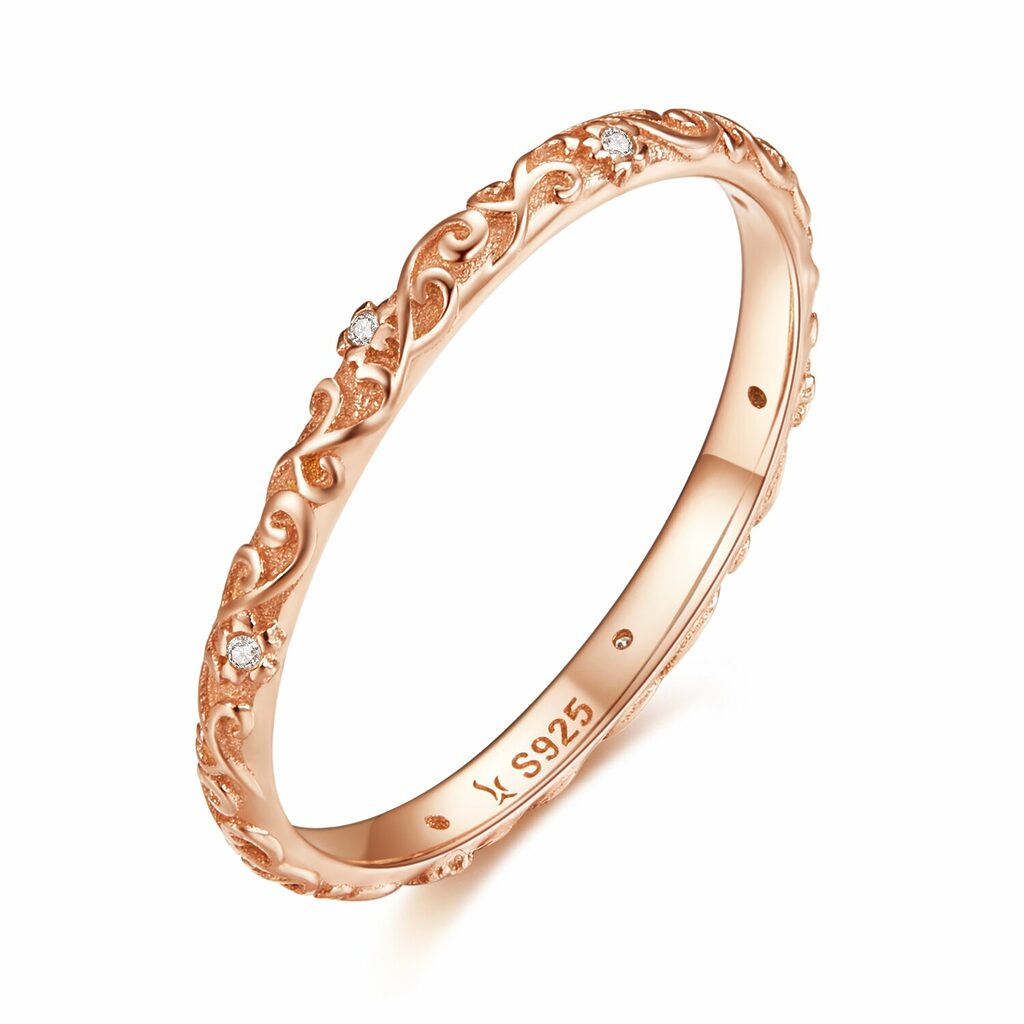 Inel din argint Vintage Rose Gold Band-Inele